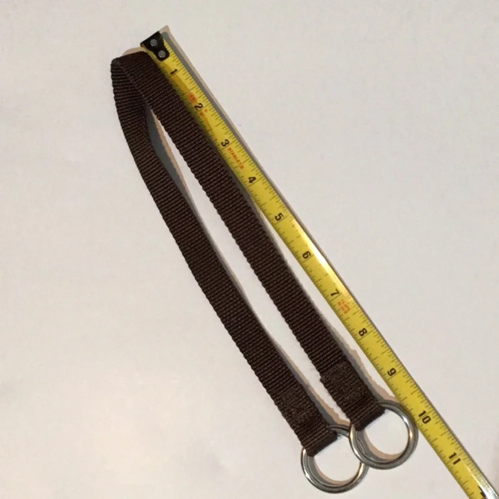 Slip collar & leash, sturdy nylon, brown color, 1” wide, metal hardware
